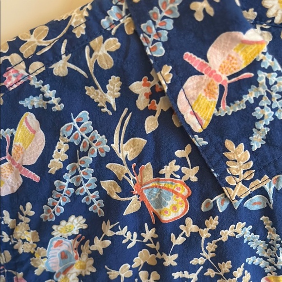 J. McLaughlin Blue & Pink Butterfly Floral Blouse, size M - Picture 3 of 7